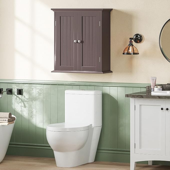 ChooChoo Bathroom Wall Cabinet with 2 Doors, Over The Toilet | 8.8"D x 21.1"W x 24"H, Medicine Cabinet, Adjustable Shelves, Cupboard, Espresso - Image 8