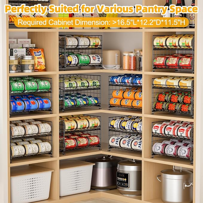 2-Pack Stackable Rack Organizer, Storage for Kitchen Pantry Cabinet, Holders for Food, Multifunctional Dispenser for Snacks Soda - Image 5