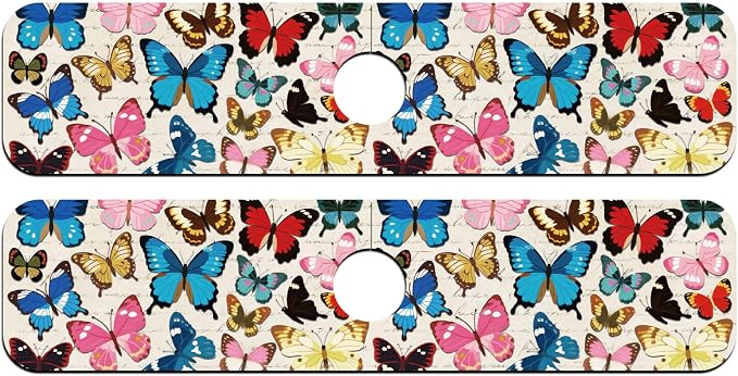 2 Pcs Kitchen Sink Splash Guard Faucet Mat Butterfly Pattern Faucet Mat for Sinks Absorbing Drying Mats for Kitchen Bathroom, 23.6x5.5inch - Image 8