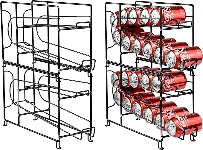SUFAUY Beverage Can Dispneser Organizer, Stackable Shelves for Storage for Pantry, Black- 2 Pack - Image 8