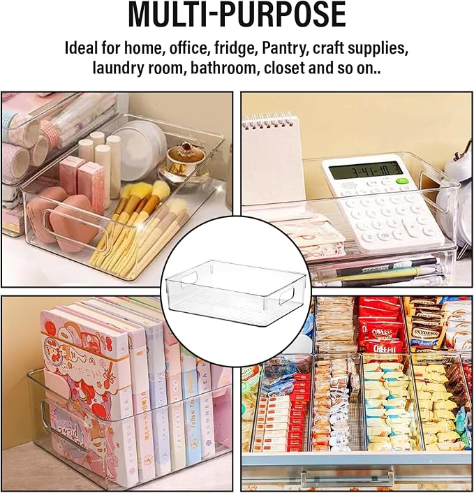 Clear Plastic Storage Bins, Pantry Organizers and Storage or Kitchen Organization and Storage Containers Bins for Organizing, Fridge, Freezer, Bathroom, Pantries, Refrigerator, Cabinet Organizer Bin - Image 6