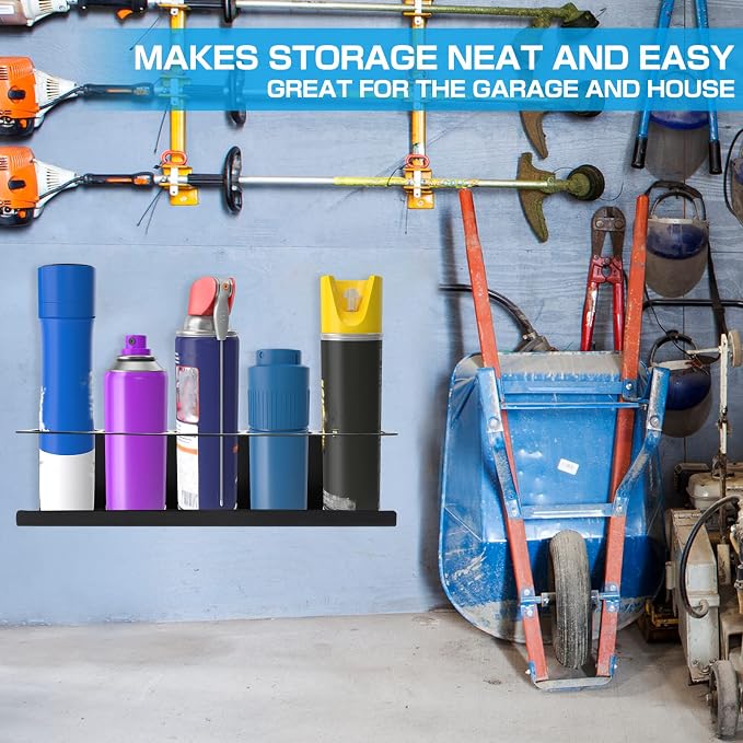RealPlus Aerosol Spray Can Holder Rack Organizer, 5 Can Spray Bottle Holder Heavy-Duty Steel Wall Mounted for Garage and Workspace, Pack of 2 - Image 5