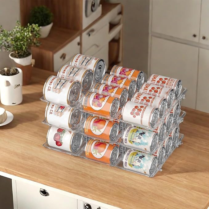 Can Organizer for Pantry, Rolling Food Pantry Storage Rack, 2 Tier | Automatic Rolling, Holds 24 Cans, Soda Organizer, Modular Storage, Clear Canned Food Organizer for Pantry, Cabinet & Fridge - Image 6