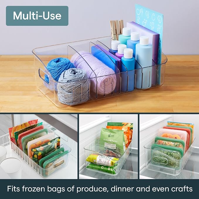 YouCopia FreezeUp Freezer Bin 15", BPA-Free Clear Fridge Organizer with Adjustable Dividers and Handles for Frozen Food and Leftovers - Image 7