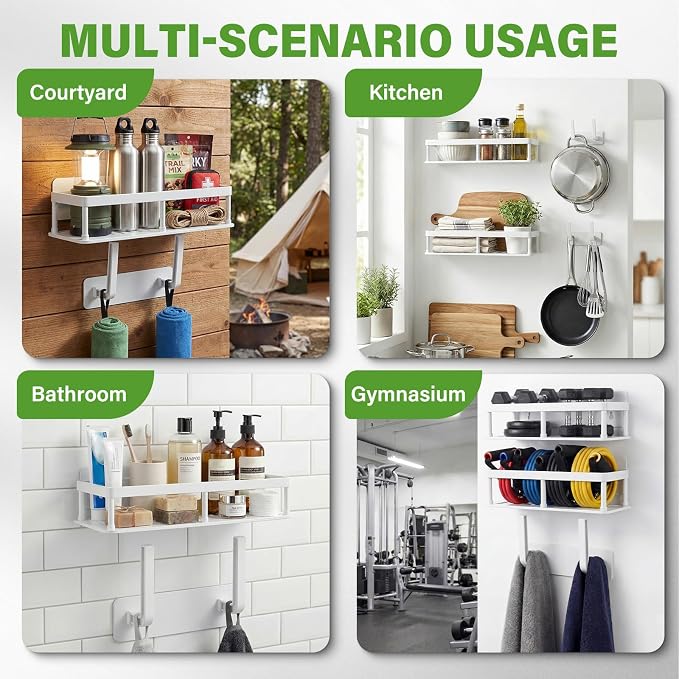 2pc Wall Mounted Floating Shelf, Detachable Storage Rack,No Drill Shelves for Wall,Floating Shelves Damage-Free Expand Walls Space for Living Room Kitchen Bathroom (4, White) - Image 7