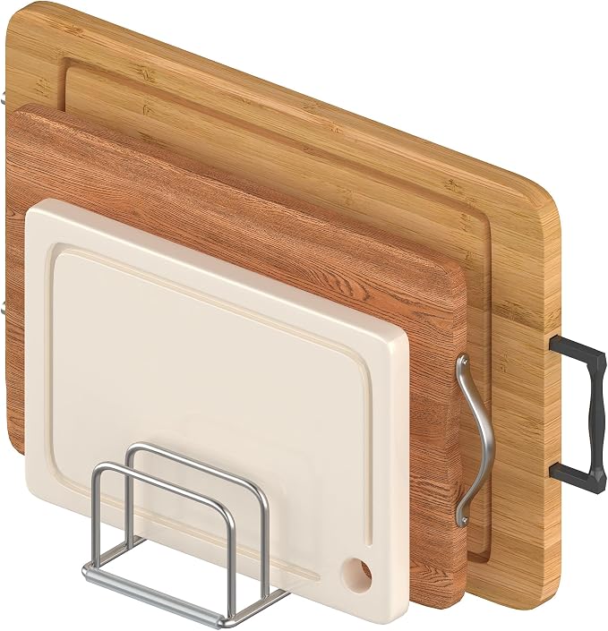 Cutting Board Organizer Stand Holder,304 Stainless Steel Chopping Board Holder,Pot Pan Lid Holder Rack kitchen Shelf Bakeware,Cookie Sheets Organizer (1.0 Inch Width Slots) - Image 9