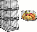 Jakyitvi 3 Pack XXL Stackable Wire Baskets, Large Storage Bins for Onion, Potato, Vegetable, Fruit, Snack, Pantry Baskets for Kitchen Cabinet Countertop, Pantry Organizers and Storage Solutions by Jakyitvi