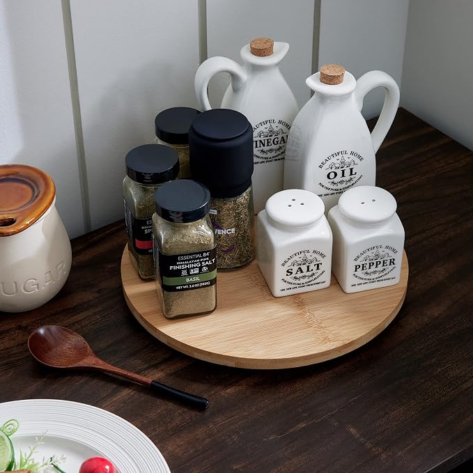 10 Inch Bamboo Lazy Susan Organizer Turntable for Kitchen Cabinet Table Refrigerator Lazy Susans Spice Rack for Pantry Countertop Organization - Image 7
