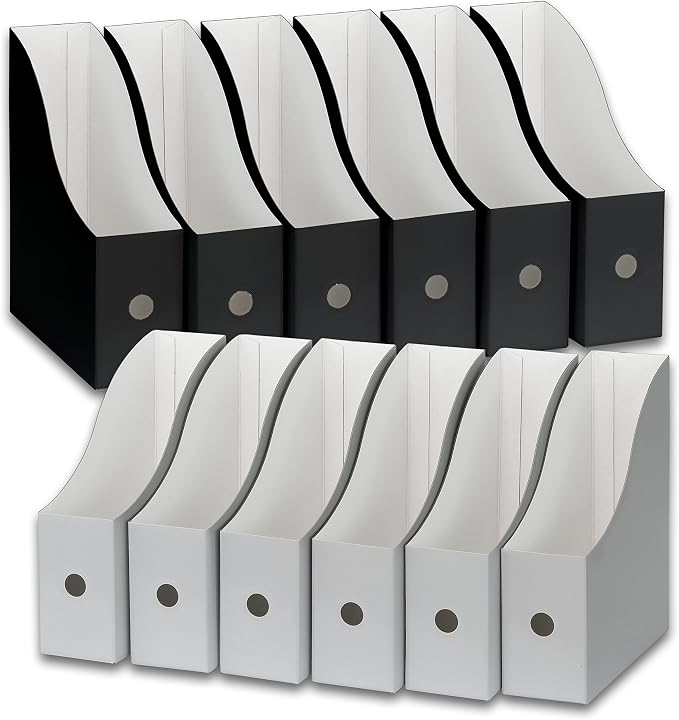 Simple Houseware 24-Pack Magazine File Holder Box, Foldable Cardboard Organizer, Black - Image 2