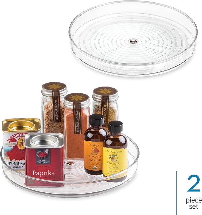 iDesign 9-Inch Lazy Susan Organizer - Small Lazy Susan Turntable for Cabinet or Pantry, 2 Count, Clear (Pack of 12) - Image 2