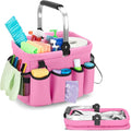 PGmoon Cleaning Caddy Organizer with Handle,Pink | Cleaning Tote Bag with Multiple Pockets for Cleaning Supplies, Products Storage, Housekeepers, Kitchen Cleaning Supplies by PGmoon