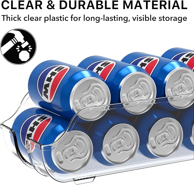 Simple Houseware Soda Can Organizer Dispenser Refrigerator/Pantry, Set of 6 | Clear - Image 7