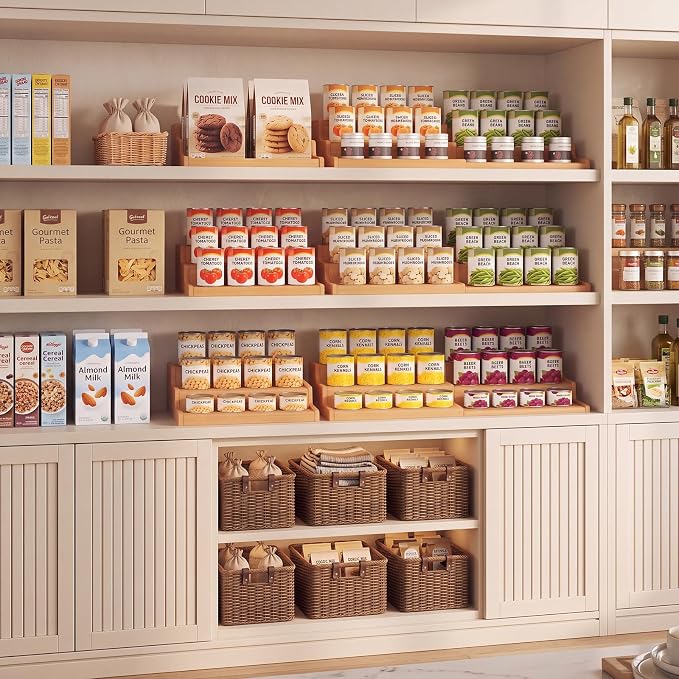 Expandable Bamboo Can Rack Organizer for Pantry, Upgraded 3-Tier Adjustable Can Storage Holder, Pantry Organizers and Storage Holds Up to 24 Cans, Canned Goods Organizer Display for Pantry, Cabinet - Image 4