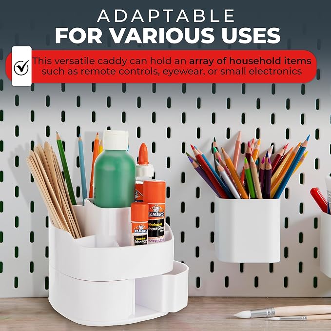 Masirs Small 360 Rotating Makeup Organizer, 5 Compartments, Square White | Small 360 Rotating Makeup Organizer, 5 Compartments, Acrylic Mini Lazy Susan, Vanity Bathroom Counter, Square White - Image 5