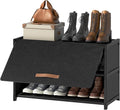 3 Tier Shoe Cabinet with Door, 12-Pair Storage, Black | Compact for Small Closets, Holds Heels, Sneakers, Boots, Door for Dust Pet Protection, Quick Easy Set Up by UNITSTAGE