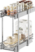DINDON Pull Out Cabinet Organizer (7-1/2" W x 21-1/2"D), Cabinet Pull Out Shelves, 2 Tier Pull Out Drawers for Kitchen Cabinets, Wire Basket Slide Out Shelf for Cabinet Organization by DINDON