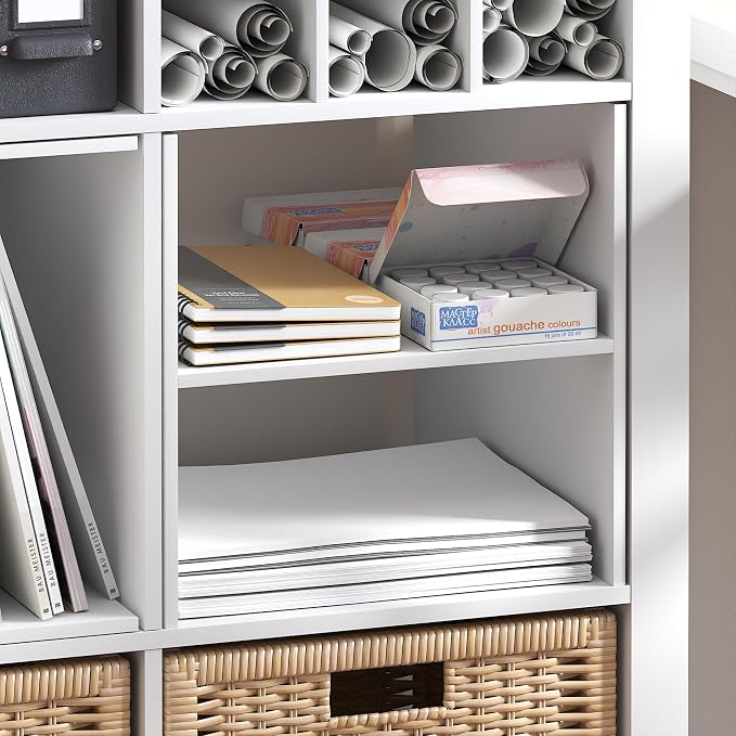 Furinno Cubicle H-Shelf Cube Insert, 2-Tier Cube Organizer, White | 12.9W x 12.9H, Shelf Accessory, Fits into Furinno Triple Thick Cubes, IKEA Kallax, for Organizers and Storage - Image 6