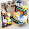 ADBIU Under Sink Organizer, 2 Pack 2 Tier Expandable Height (13.2" - 17.2") Pull out Kitchen Bathroom Cabinet Organizers and Storage Shelf by ADBIU