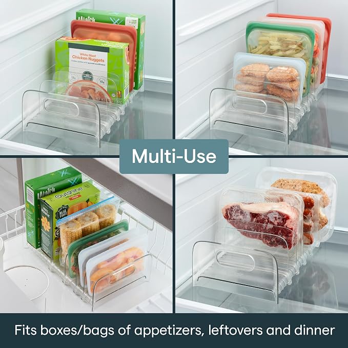 YouCopia FreezeUp Freezer Rack 12" BPA-Free Fridge Organizer with Adjustable Dividers and Handles for Frozen Food Box and Meal Storage, Clear - Image 7
