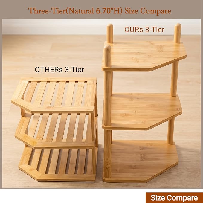 2Pc 3-Tier Bamboo Corner Shelf,Kitchen Countertop Organizer,Corner Countertop Organizer Shelf, Coffee Bar Organizer,Coffee Bar Accessories,for Kitchen, Pantry, Organizers and Storage - Image 8