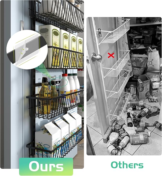 Mefirt 8-Tier Black Over The Door Pantry Organizer, Hanging Shelves | Pantry Hanging Organizers and Storage, Adjustable Heavy-Duty Metal for Home & Kitchen, Back of Door Seasoning Rack - Image 6