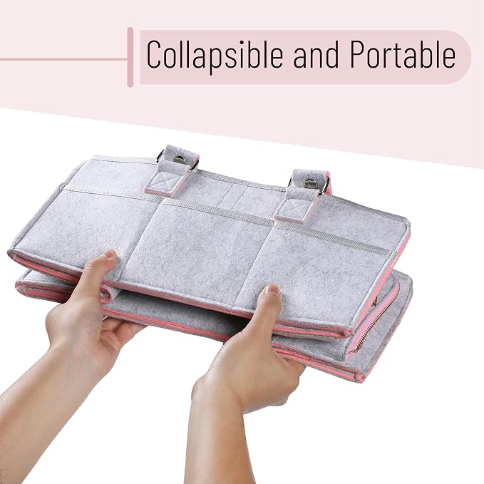 Mr. Pen- Baby Diaper Caddy Organizer, Gray, Pink Inside | Nursery Storage Bin and Car Organizer for Diapers and Baby Wipes - Image 6