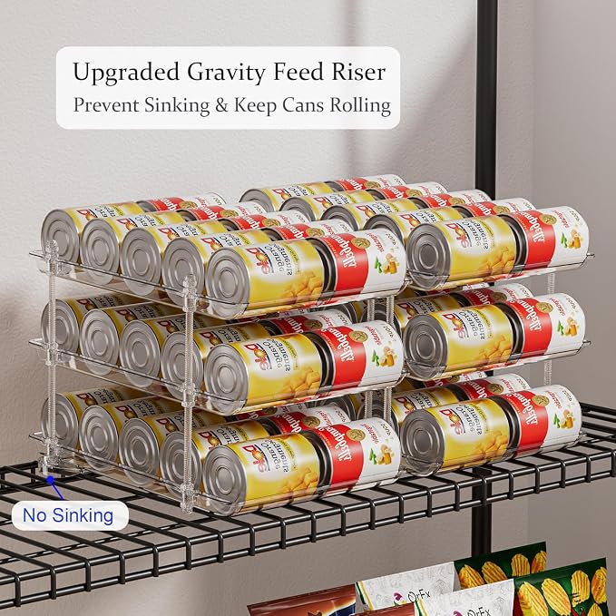 Height Adjustable Can Organizer for Pantry, 2 Pack for 60 Cans | Auto Rolling Soda Can Dispenser / Storage / Holders for Canned Food, Pop, and Soup Cans, Cabinet and Kitchen - Image 2