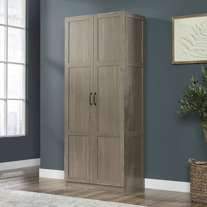 Sauder Select 71" Storage Cabinet, Pantry Cabinet Kitchen Storage with Adjustable Shelves, Bathroom Storage Cabinet, in Silver Sycamore - Image 2