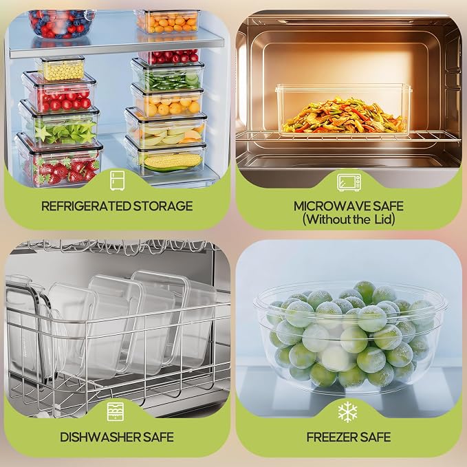 62 PCS Large Food Storage Containers with Lids Airtight Reusable Plastic | With 31 Lids & 31 Containers- Leakproof Meal-Prep Container for Kitchen Storage Organization Microwave/Dishwasher Safe - Image 6