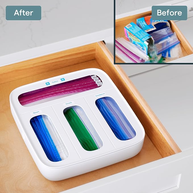 YouCopia StoraBag Food Bag Dispenser, Family Size 4-Slot, Plastic Sandwich Bags Drawer Organizer for Kitchen Storage - Image 6