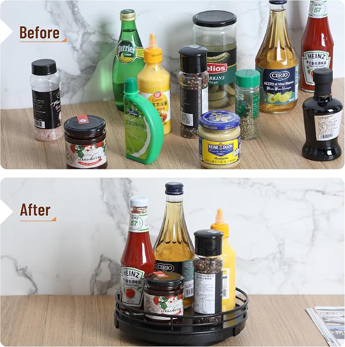 BAMBOO LAND- Lazy Susan Turntable Organizer, 9", Black, Lazy Susan for Table Top - Image 4