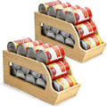 Bamboo Can Organizers and Storage for Pantry(2 Pack), Stackable | Soda Can Organizer Beverage Drink Holders, Canned Goods Organizer Can Dispenser for Pantry, Kitchen, Cabinet by Yumkfoi