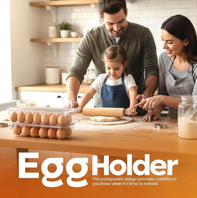 Utopia Home Egg Holder for Fridge, Stackable Egg Container, 2 Pack, Clear | With Lid and Handle, For Refrigerator Organization, Egg Holder For Kitchen or Pantry Organizers and Storage - Image 4