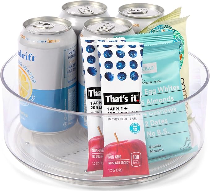 Home Intuition Round Plastic Clear Lazy Susan Turntable Food Storage Container for Kitchen (9" Round, 1 Pack) - Image 7