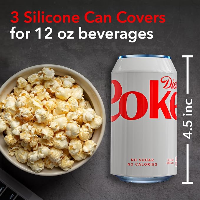 BeerSkin Silicone Can Covers 12 oz (355 ml) - Soda Can Cover - 3 Pk | Silver Diet, Reusable, Travel, Camping, Beach Days, Outdoor Parties, Fun Beverage Accessories, Gift for Outdoor Lovers - Image 2