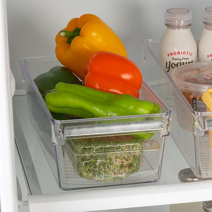 Kitchen Details 2 Pack Medium Refrigerator Storage Bin | Fridge & Freezer | Kitchen Organization | Stainless Steel Handle | Countertop | Cabinets | Pantry | Clear - Image 5
