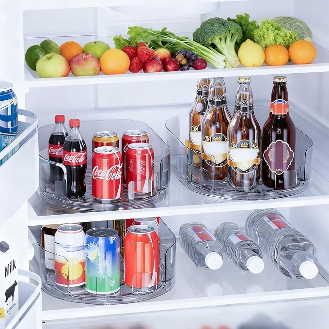 Drink Organizer for Fridge - 360° Rotating Lazy Susan for Refrigerator, 13.5''x8.5'' Clear Lazy Susan Turntable for Refrigerator Organizers and Storage, Kitchen, Table Top, Cabinet, Pantry, 1 Pack - Image 8