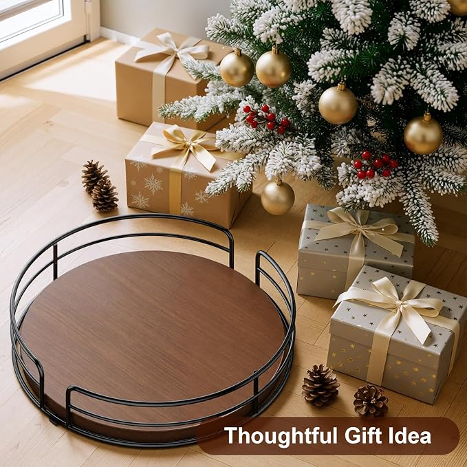 Optish 10" Elegant Lazy Susan, Non-Skid Turntable Spice Organizer, Wooden | 360° Smooth Rotation, Clear Design, Tall Raised Edge, Easy Access, Load 15 lbs, for Spices, Cabinet, Pantry, Fridge, kitchen - Image 8