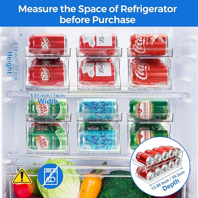 Rolling Soda Can Organizer for Refrigerator Can Dispenser for Fridge Beer Soda Seltzer Pop Can Soda Organizer for 10 Standard Size 11.15oz or 12oz Cans Holder Storage Pantry Organization - Image 4