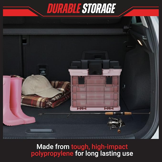 Stalwart Portable Tool Box for Women or Men, Pink, 10 x 7 x 10.5in | Small Parts Organizer with Drawers and Customizable Compartments for Hardware, Fishing Tackle Box, Beads or Crafting Supplies - Image 4