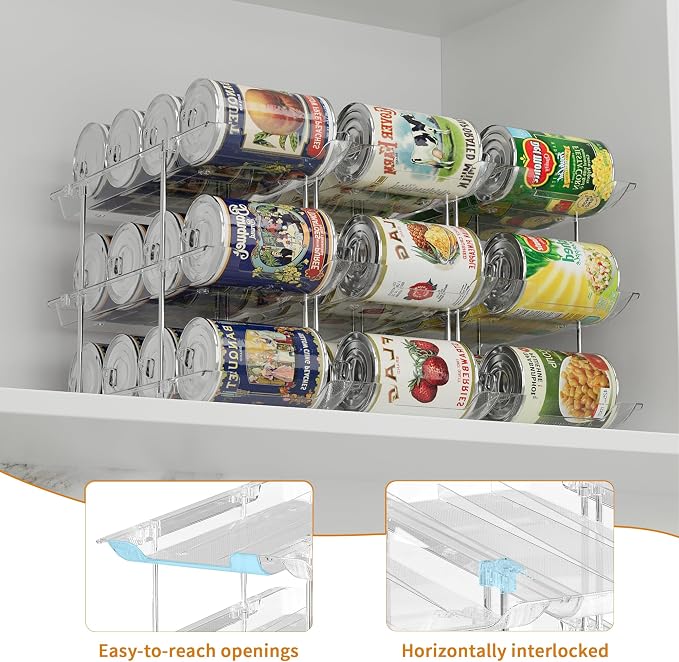 LXLXXL Can Organizer for Pantry Canned Food Storage Holder 3 Tier 2 Packs | Can Drinks Organizer for Pantry Shelf, Stackable Canned Food Storage, Can Storage Rack Holder, Fridge Cabinet Pantry Storage - Image 4