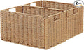 Wicker Storage Basket, Set of 2 Hand-Woven Paper Rope Wicker Basket, Small Storage Baskets for Organizing Toilet Paper Basket, Foldable Large Cube Storage Organizer Bins for Shelves (Natural) by Vagusicc