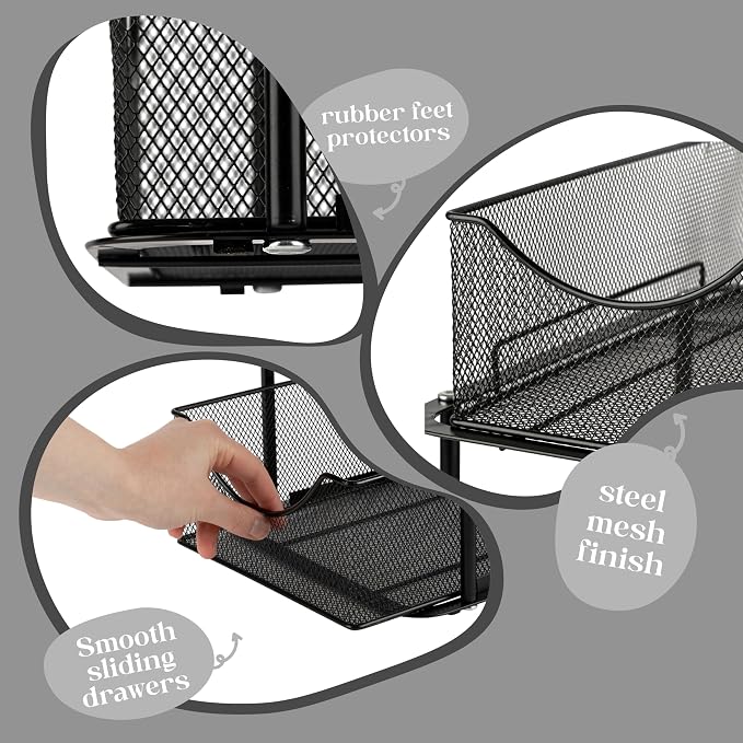 Sorbus 2 Tier Metal Under Sink Organizer for Bathroom, Kitchen, Strong Steel Mesh Sliding Drawers for Under Sink, Under Cabinet, Closet, Kitchen, Pantry, Bathroom Organizers and Storage (Black) - Image 5