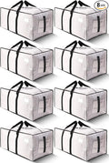 HOMESURE Supports 200lbs Heavy Duty Moving Bags - Strong Zipper & Wrap-Around Handles - Water-Resistant Storage Totes, Durable Alternative to Moving Boxes - 8 Pack - Semi-Transparent by HOMESURE