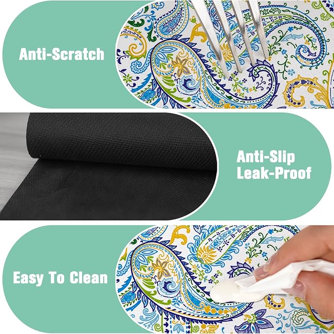 Kitchen Sink Splash Guard Faucet Mat 15" X 5.5" Paisley Absorbent Fast Drying Mat Faucet Draining Mat Sink Splash Guard Behind Faucet Drip Catcher for Kitchen Bathroom - Image 6