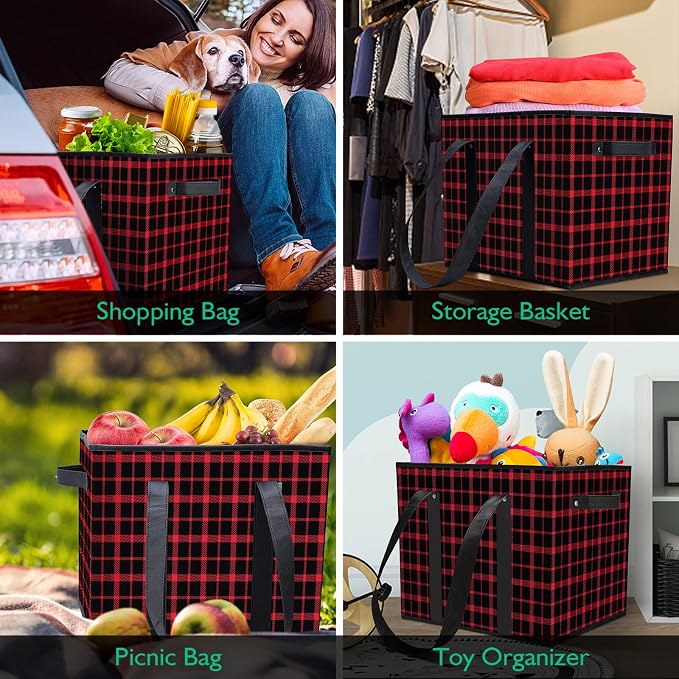 Reusable Grocery Bags 6 Pack, Foldable & Water Resistant Shopping Bags | Large Grocery Tote Bag Water Resistant Shopping Bags Foldable Grocery Bag for Clothes,Shoes and Picnic - Image 2