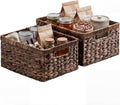 StorageWorks Large Wicker Baskets for Storage, Dark Brown Baskets, 2-Pack | Hyacinth Dark Brown Wicker Baskets with Handles, Wicker Storage Baskets for Organizing, Wicker Storage Baskets for Shelves by StorageWorks