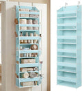 Over the Door Organizer, 6-Tier, 100D Fabric, Baby Blue 1pc | Over the door shoe organizer, 50 lbs capacity, 12 side mesh pockets, 100D extra thick fabric, Closet & entryway storage by HomeluxTheory