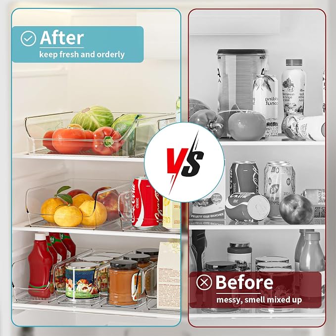 Set of 4 Clear Storage Bins for Fridge & Cabinet Organization, BPA-Free Plastic Food Organizers to Instantly Declutter Your Kitchen - Image 3