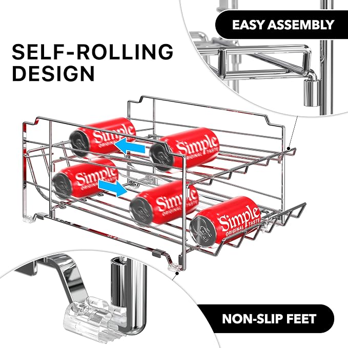 Simple Houseware Dual Row Front Loading Can Dispenser, Chrome - Image 4